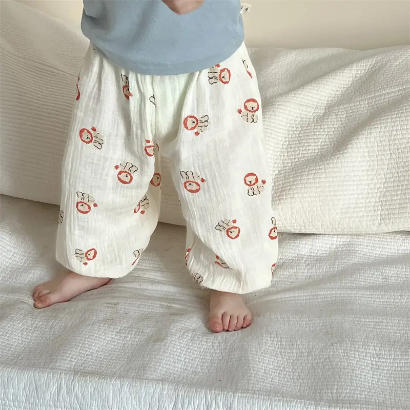 Boys Anti-mosquito Pants Set Korean Style Cotton White - Image 2