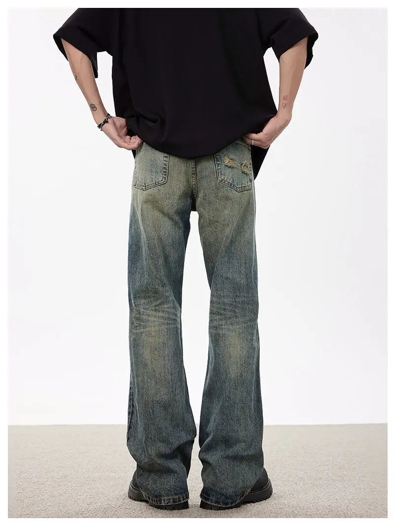 Men Dark Blue Ripped High Waist Wash Jeans — feature 10
