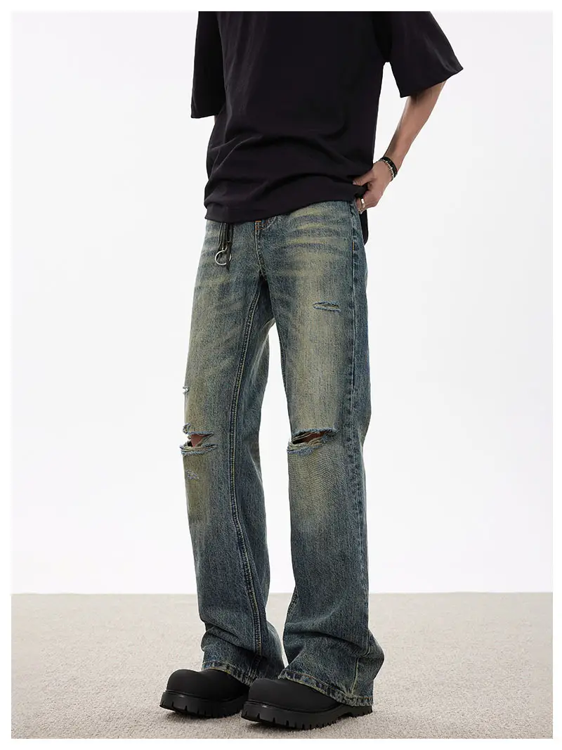 Men Dark Blue Ripped High Waist Wash Jeans — feature 15