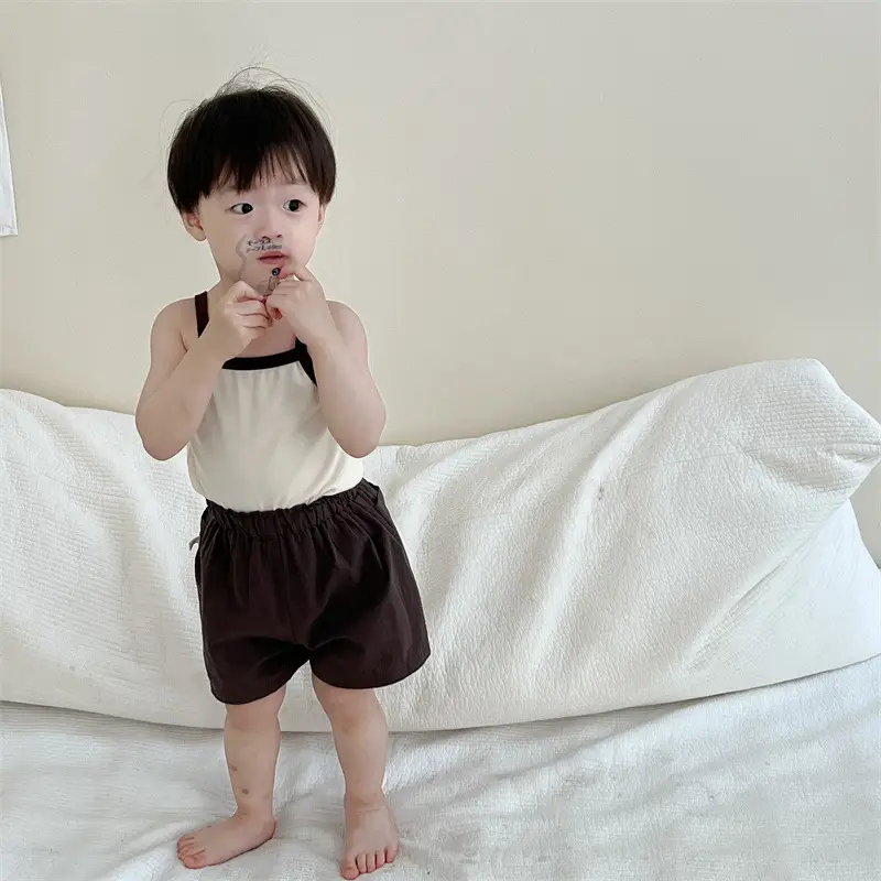 Baby's Brown Shorts Set Summer Two Piece — feature 3