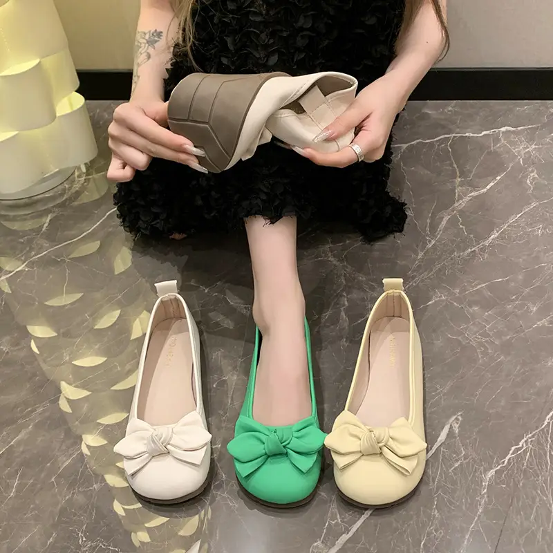 French Bow Flat Shoes for Women 2023 Summer