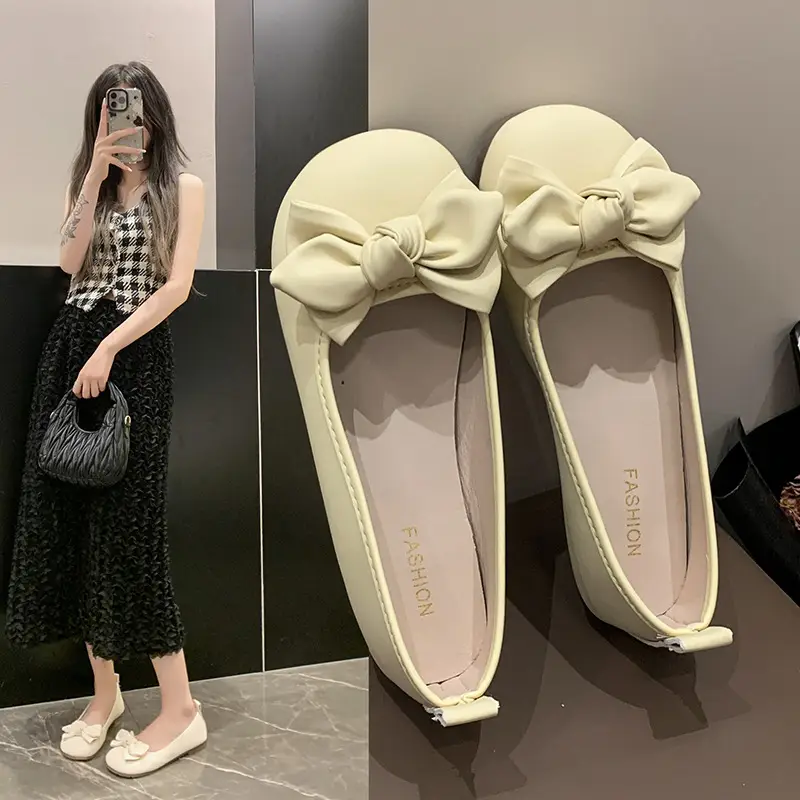 French Bow Flat Shoes for Women 2023 Summer