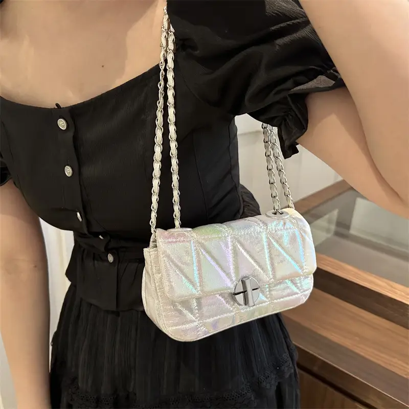 Korean Style Rhombic Silver Crossbody Bag