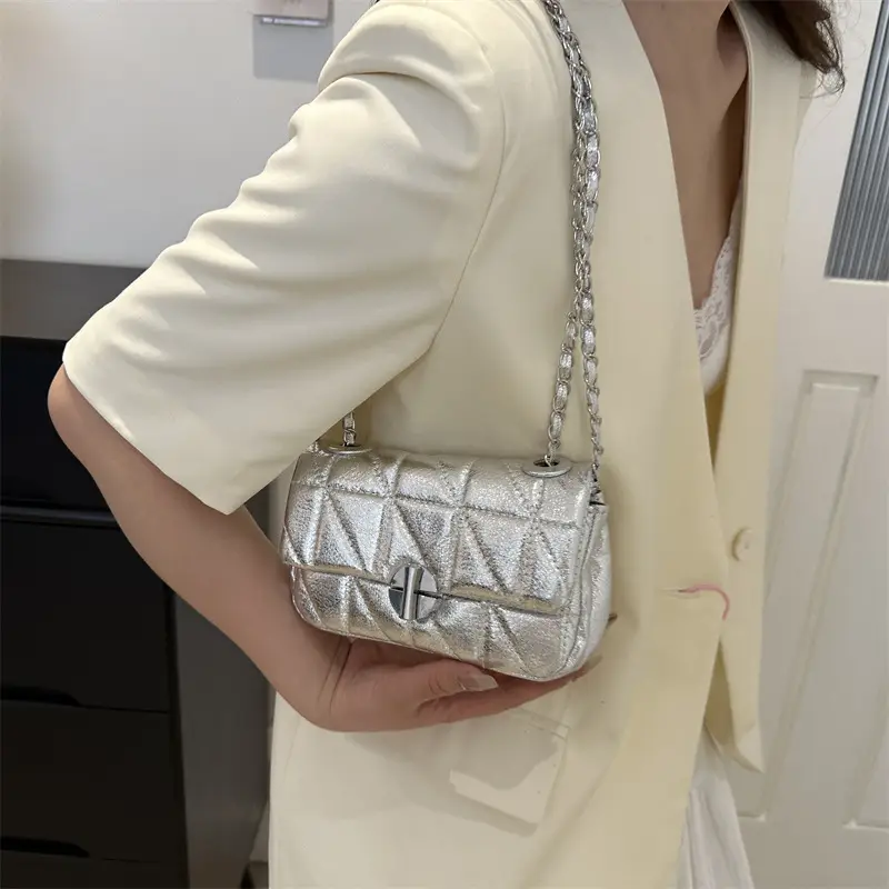 Korean Style Rhombic Silver Crossbody Bag