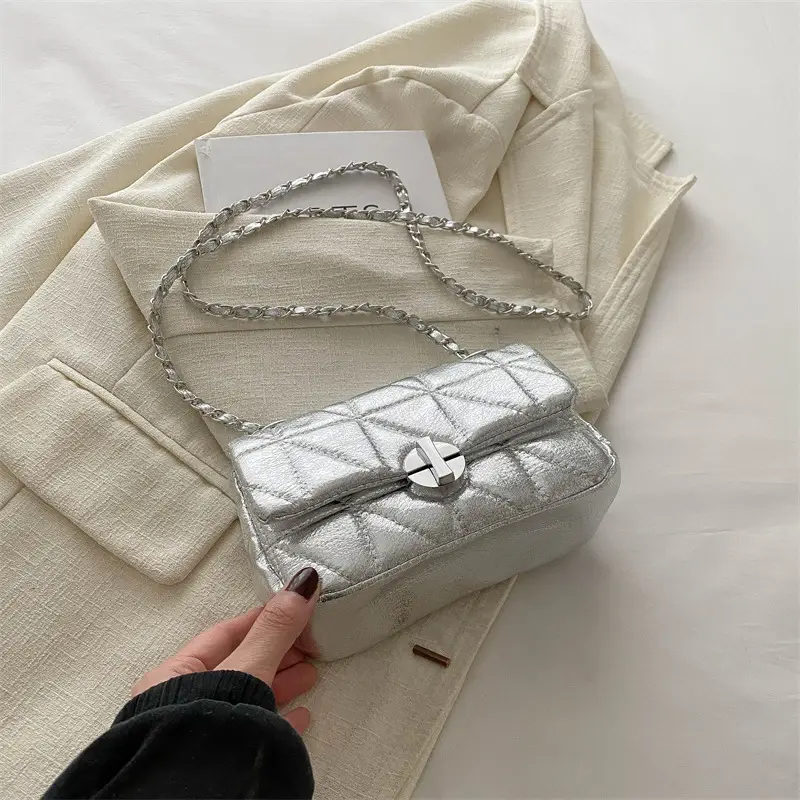 Korean Style Rhombic Silver Crossbody Bag