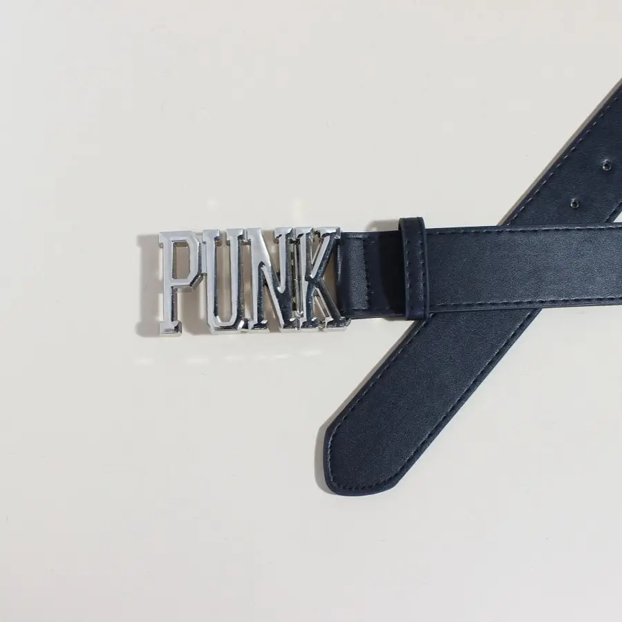 White Leather Belt with PK Metal Buckle for Women - Image 4