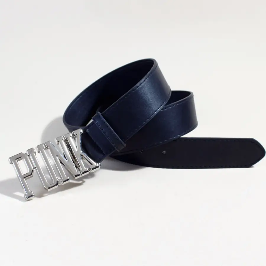 White Leather Belt with PK Metal Buckle for Women — feature 3