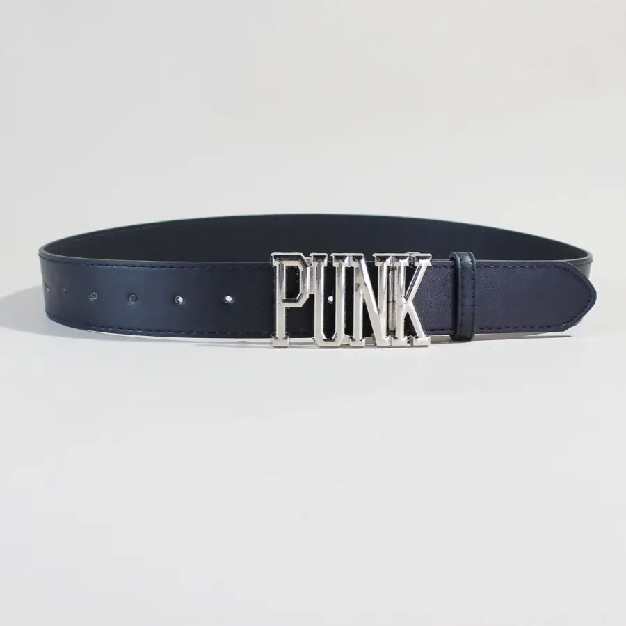 White Leather Belt with PK Metal Buckle for Women — feature 4