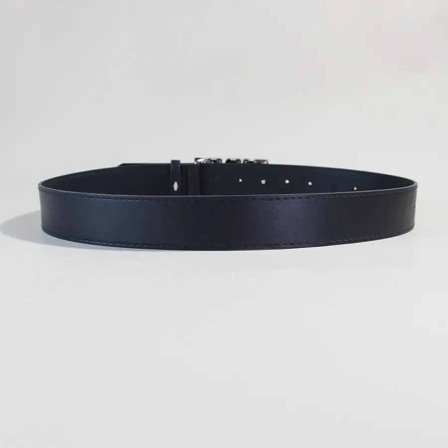 White Leather Belt with PK Metal Buckle for Women — feature 5