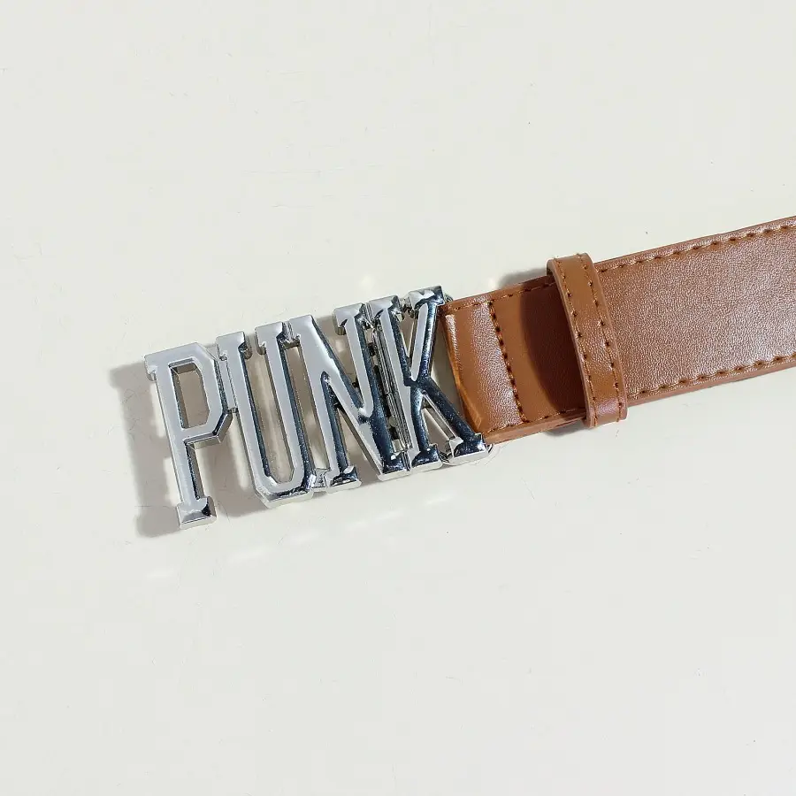 White Leather Belt with PK Metal Buckle for Women — feature 7