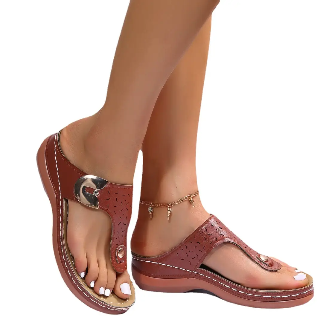 Foreign Trade Large Size Slippers for Women Summer New European and American Fashion Wedge Flip-Flops Outer Wear Beach Slippers for Women - Image 10
