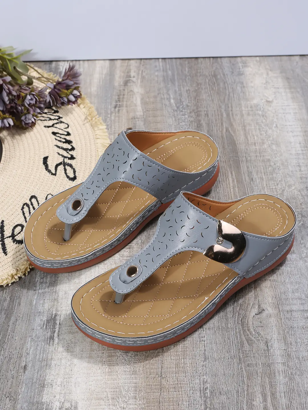 Foreign Trade Large Size Slippers for Women Summer New European and American Fashion Wedge Flip-Flops Outer Wear Beach Slippers for Women — feature 10