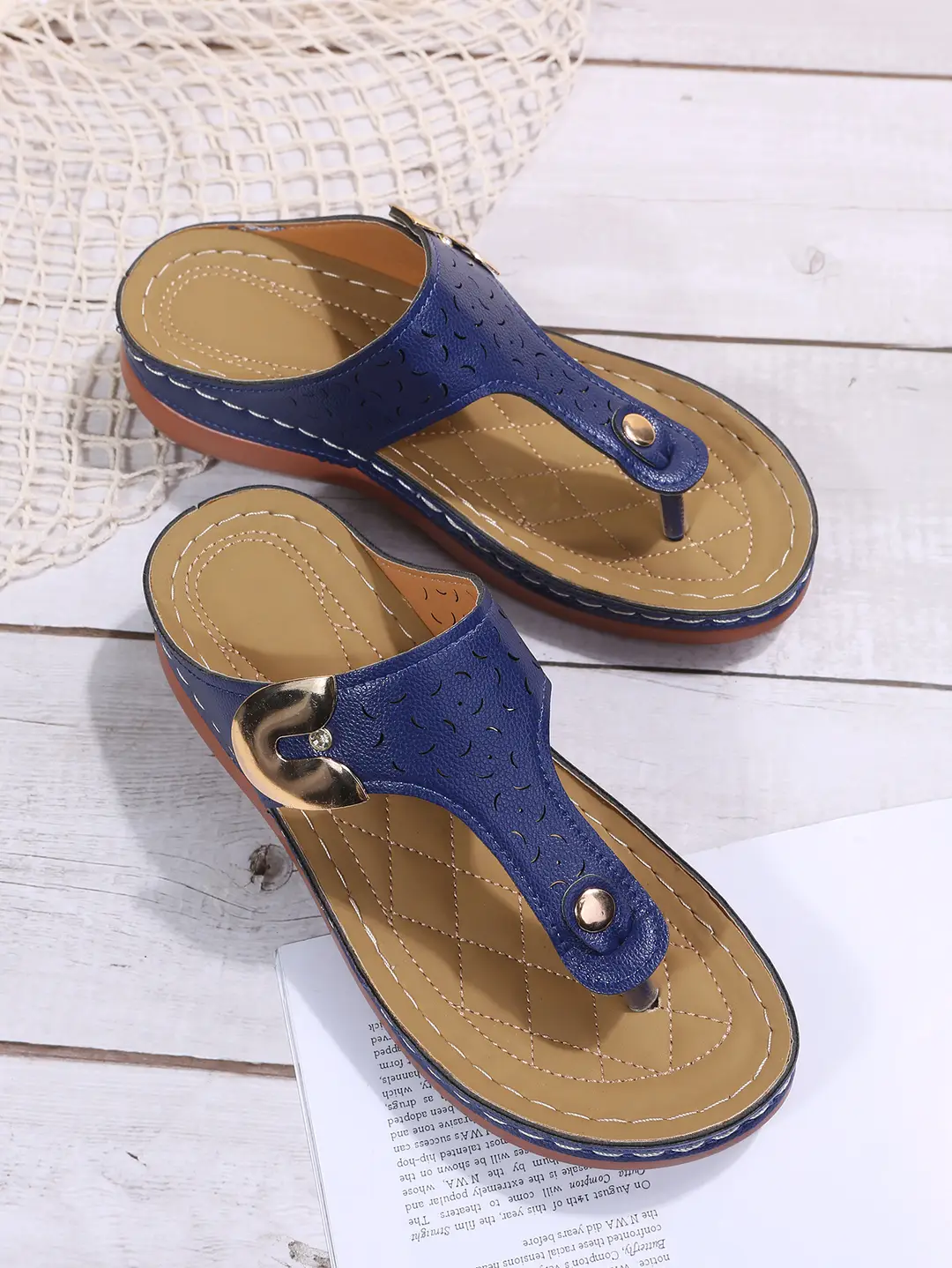 Foreign Trade Large Size Slippers for Women Summer New European and American Fashion Wedge Flip-Flops Outer Wear Beach Slippers for Women — feature 14