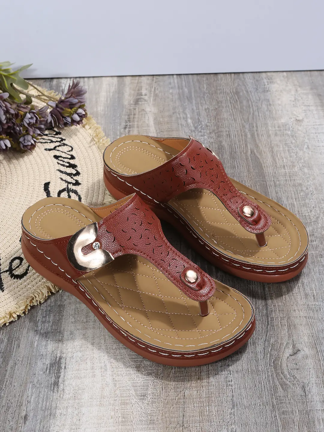 Foreign Trade Large Size Slippers for Women Summer New European and American Fashion Wedge Flip-Flops Outer Wear Beach Slippers for Women — feature 24