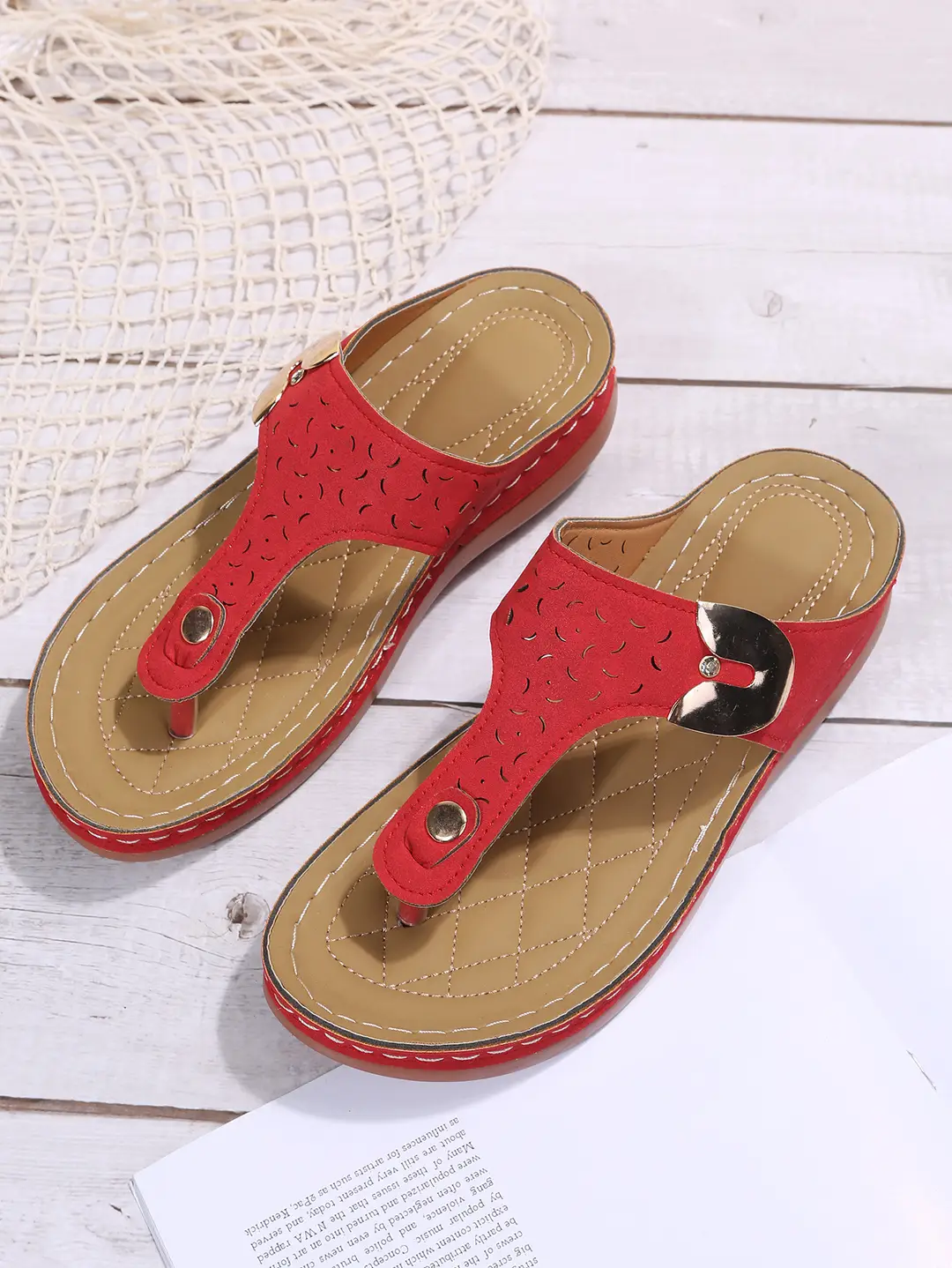 Foreign Trade Large Size Slippers for Women Summer New European and American Fashion Wedge Flip-Flops Outer Wear Beach Slippers for Women — feature 5