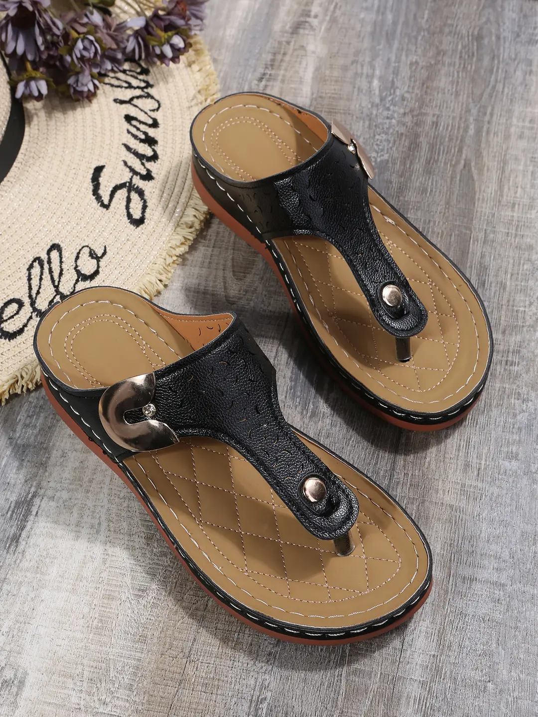 Foreign Trade Large Size Slippers for Women Summer New European and American Fashion Wedge Flip-Flops Outer Wear Beach Slippers for Women - Image 2