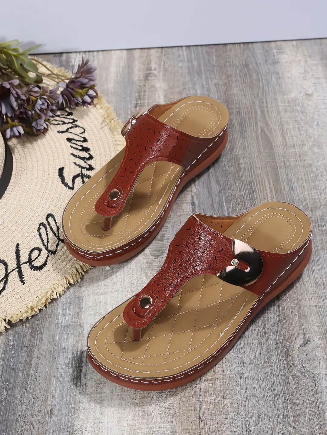 Foreign Trade Large Size Slippers for Women Summer New European and American Fashion Wedge Flip-Flops Outer Wear Beach Slippers for Women - Image 5