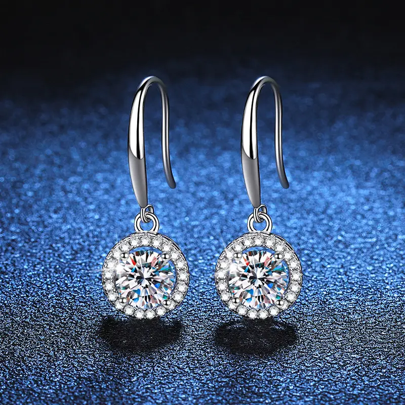 Round Diamond Earrings for Women Silver Plated - Image 2