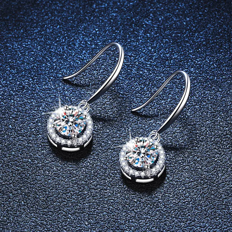 Round Diamond Earrings for Women Silver Plated - Image 3