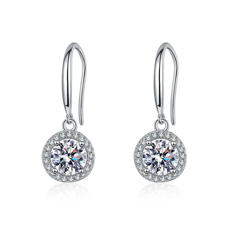 Round Diamond Earrings for Women Silver Plated - Image 5