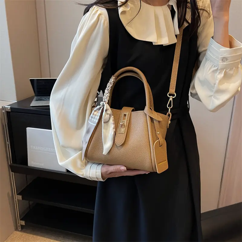 Brown Women's Shoulder Messenger Bag with Chain Strap - Image 10
