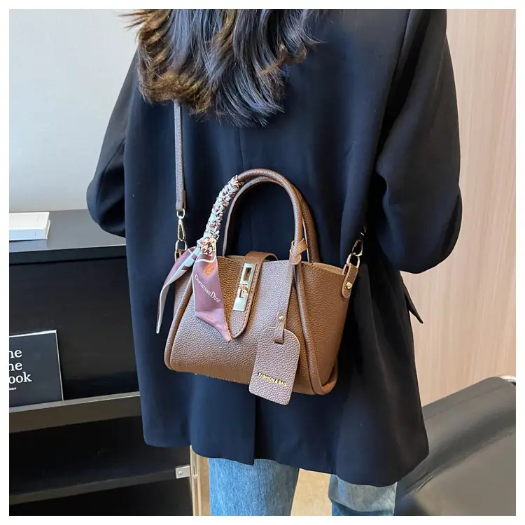 Brown Women's Shoulder Messenger Bag with Chain Strap — feature 13