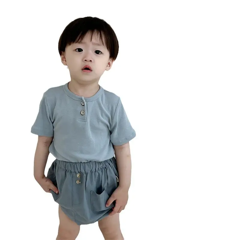 Boy's Summer Thin T-Shirt Pants Set Cream - Image 9