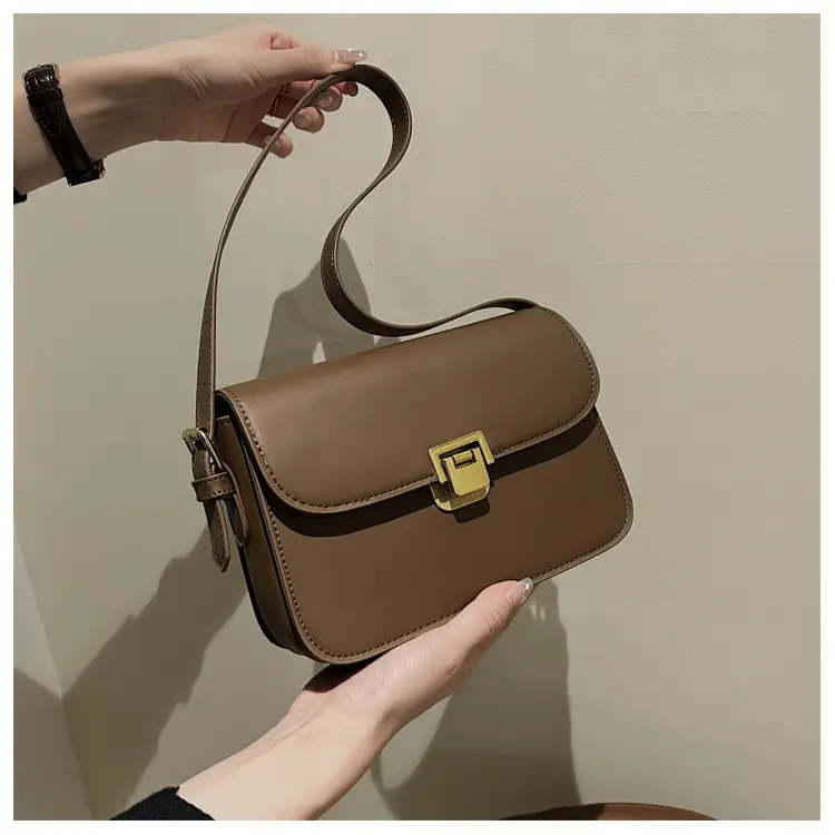 Small Square Brown Crossbody Bag for Women - Image 4