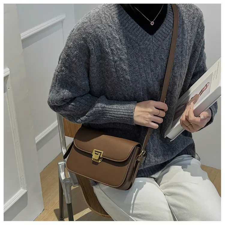 Small Square Brown Crossbody Bag for Women — feature 34