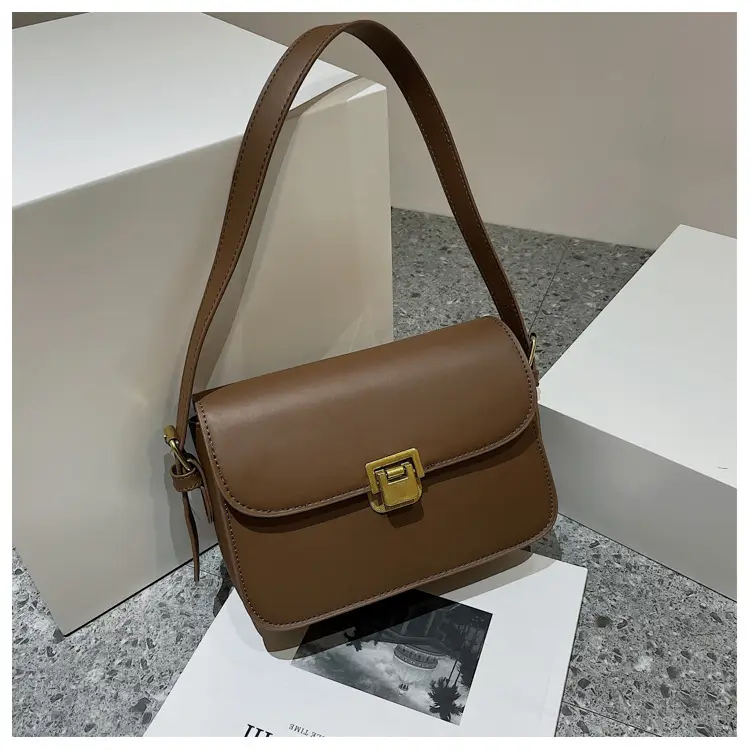 Small Square Brown Crossbody Bag for Women - Image 3