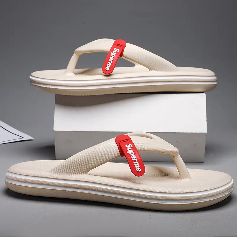 Men's White Flip-Flops Thick Sole Non-Slip Summer - Image 8