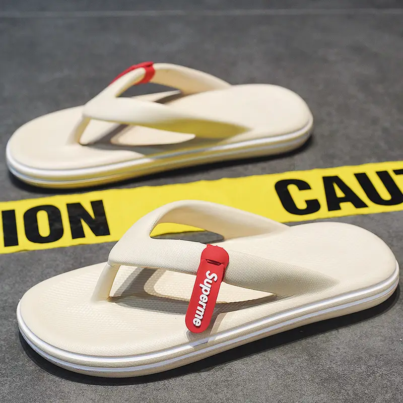 Men's White Flip-Flops Thick Sole Non-Slip Summer - Image 9