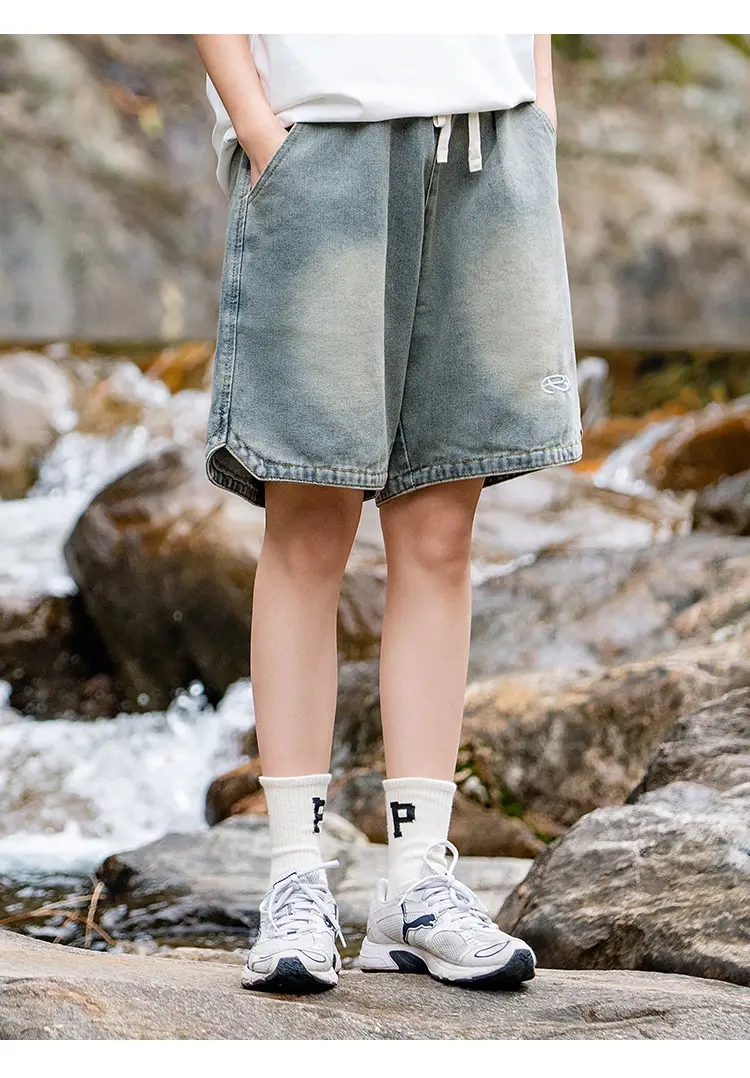 Summer Denim Shorts Washed Old Retro Five Point Pants — feature 7