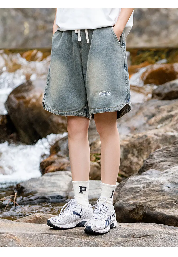 Summer Denim Shorts Washed Old Retro Five Point Pants — feature 8