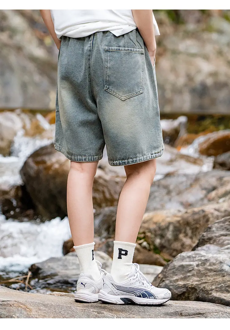 Summer Denim Shorts Washed Old Retro Five Point Pants — feature 9