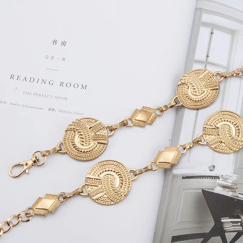 Gold Metal Ethnic Waist Chain for Women 3.5cm