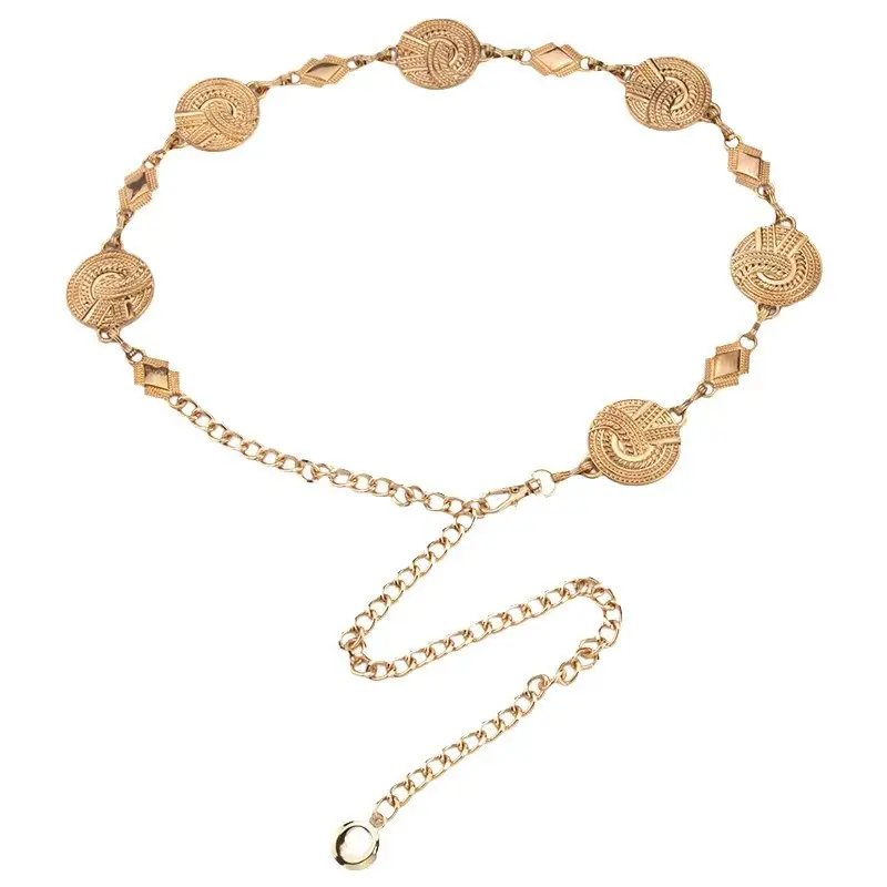 Gold Metal Ethnic Waist Chain for Women 3.5cm