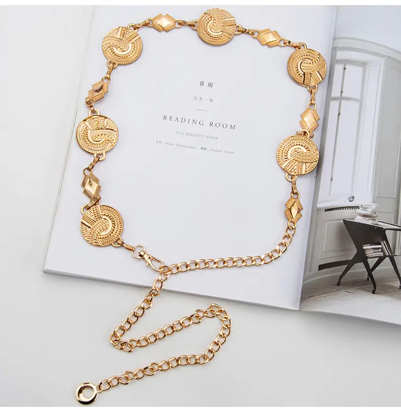 Gold Metal Ethnic Waist Chain for Women 3.5cm — feature 9