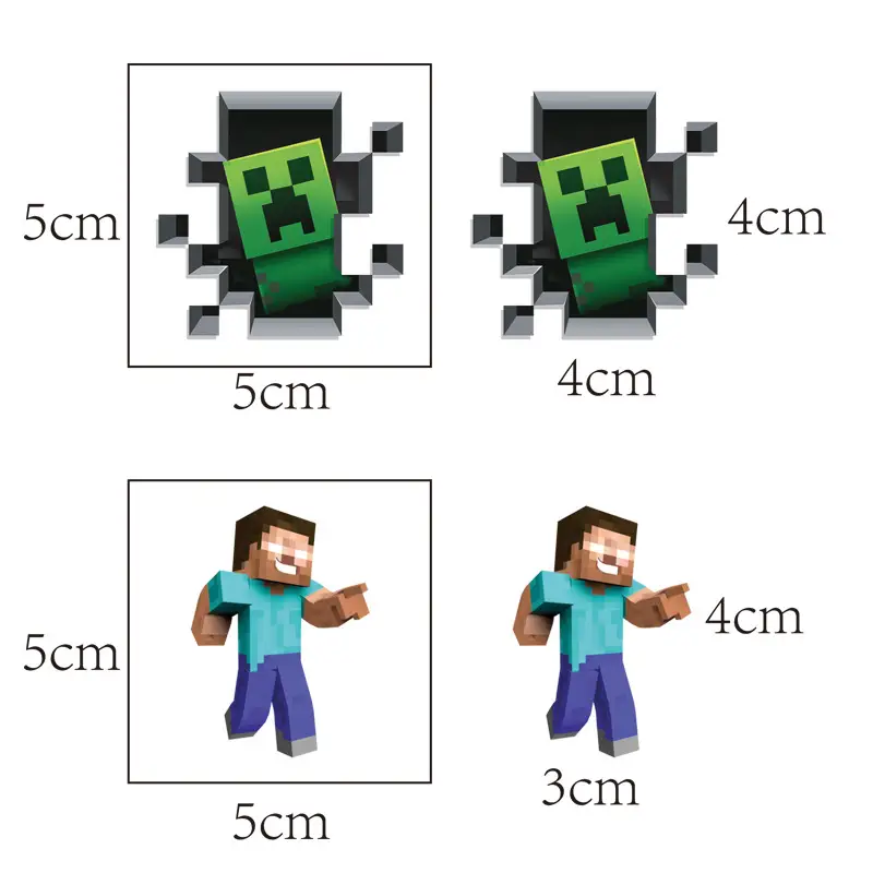 5X5 Minecraft Block Game Tattoo Stickers 20 Cartoon Tattoo Stickers Water Transfer Disposable Tattoo
