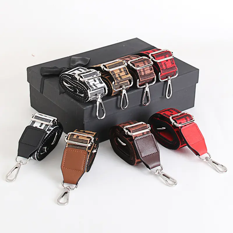 FF Jacquard Crossbody Bag Strap Red Adjustable Length 3.8cm Wide - Image 12