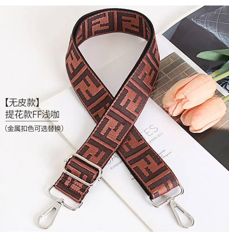 FF Jacquard Crossbody Bag Strap Red Adjustable Length 3.8cm Wide — feature 14