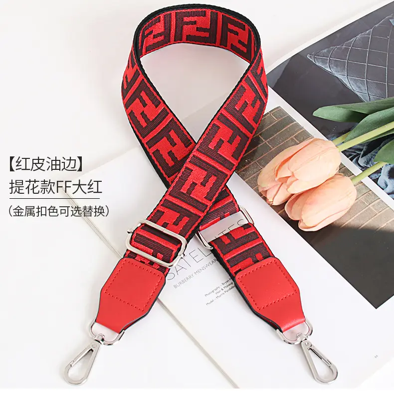 FF Jacquard Crossbody Bag Strap Red Adjustable Length 3.8cm Wide — feature 17