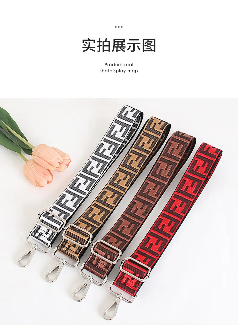 FF Jacquard Crossbody Bag Strap Red Adjustable Length 3.8cm Wide — feature 24