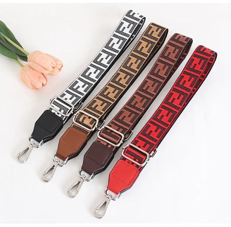 FF Jacquard Crossbody Bag Strap Red Adjustable Length 3.8cm Wide — feature 25