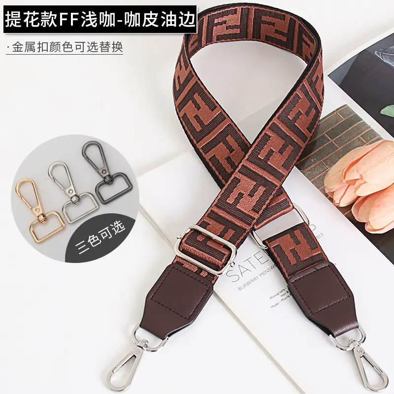 FF Jacquard Crossbody Bag Strap Red Adjustable Length 3.8cm Wide - Image 5
