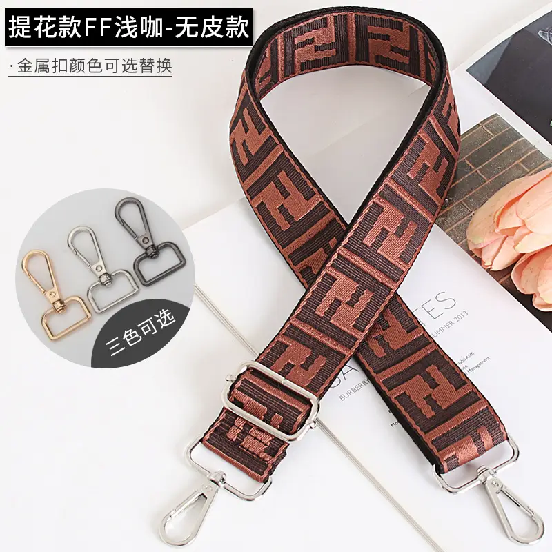 FF Jacquard Crossbody Bag Strap Red Adjustable Length 3.8cm Wide - Image 6