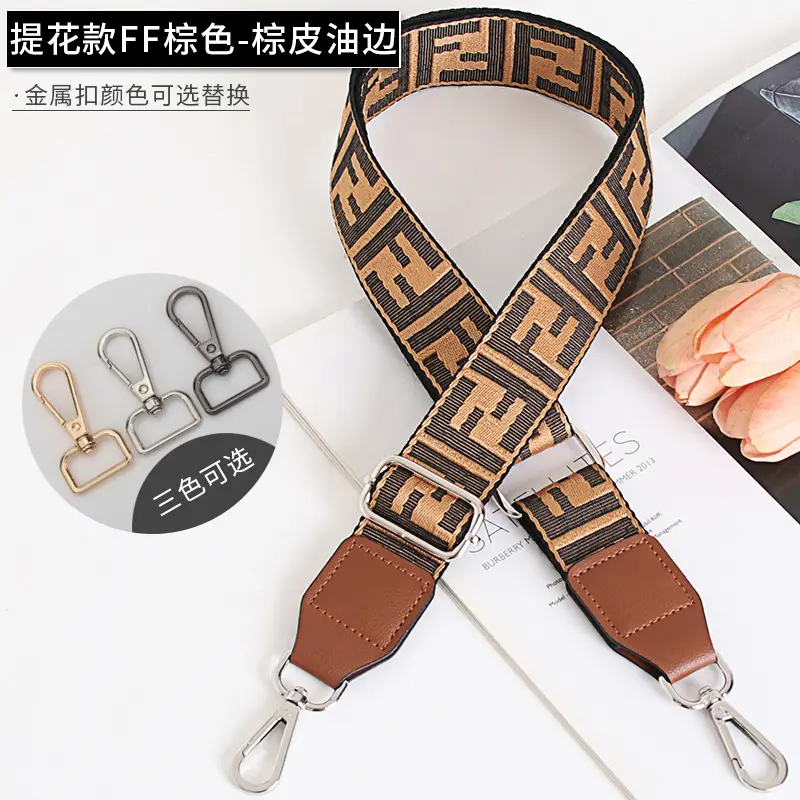 FF Jacquard Crossbody Bag Strap Red Adjustable Length 3.8cm Wide - Image 7