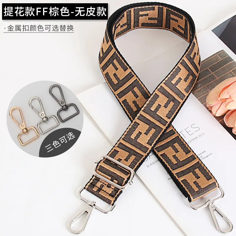 FF Jacquard Crossbody Bag Strap Red Adjustable Length 3.8cm Wide - Image 8