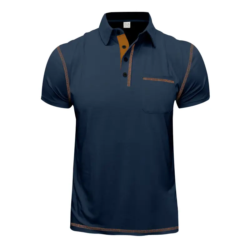 Men's White Polo Shirt with Brown Trim — feature 17