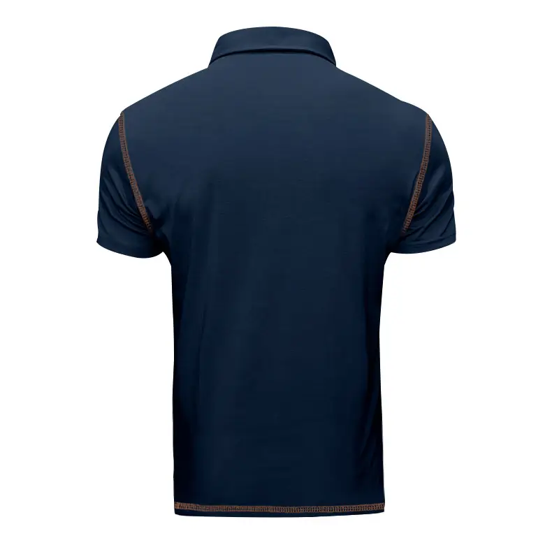 Men's White Polo Shirt with Brown Trim — feature 18